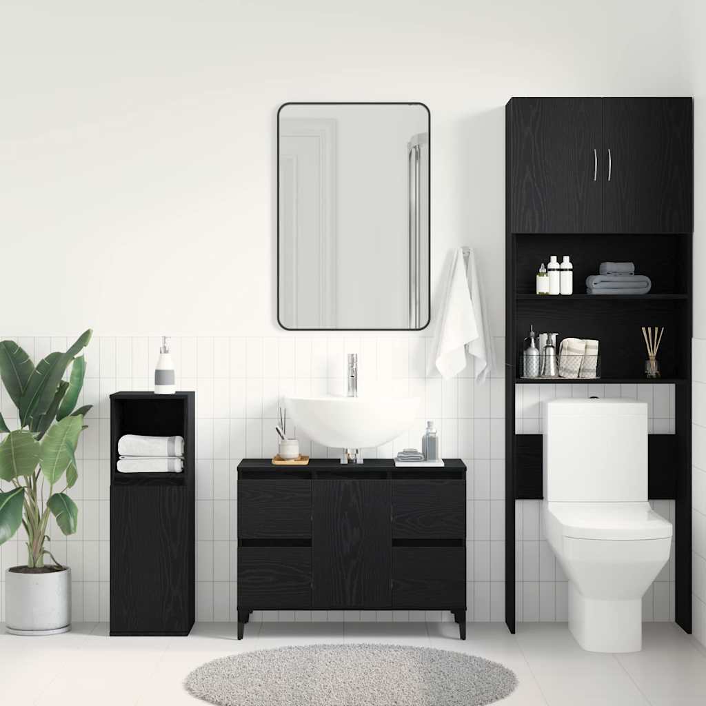 Spülenschrank Schwarze Eiche 80 x 33 x 60 cm Holzwerkstoff